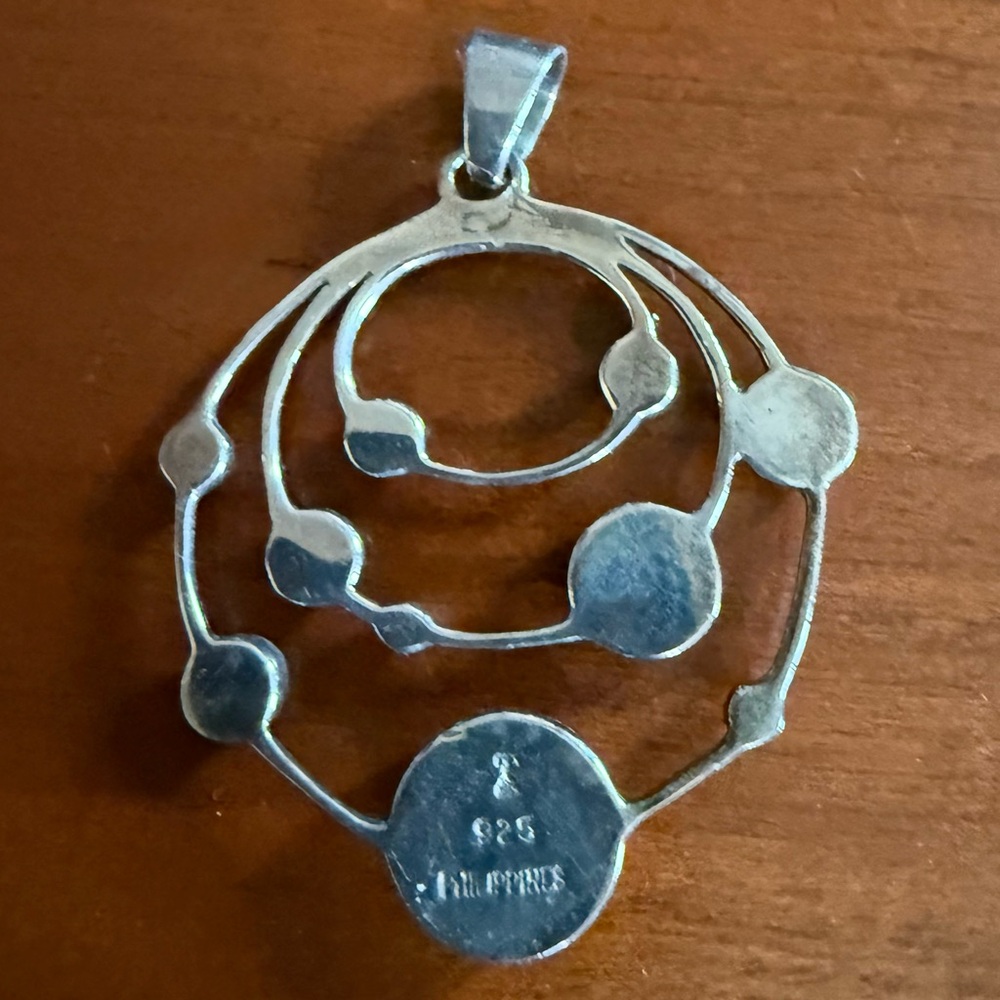 A Turquoise Network Pendant- Colorful Planetary Pendant made of Sterling Silver - Picture 6 of 8